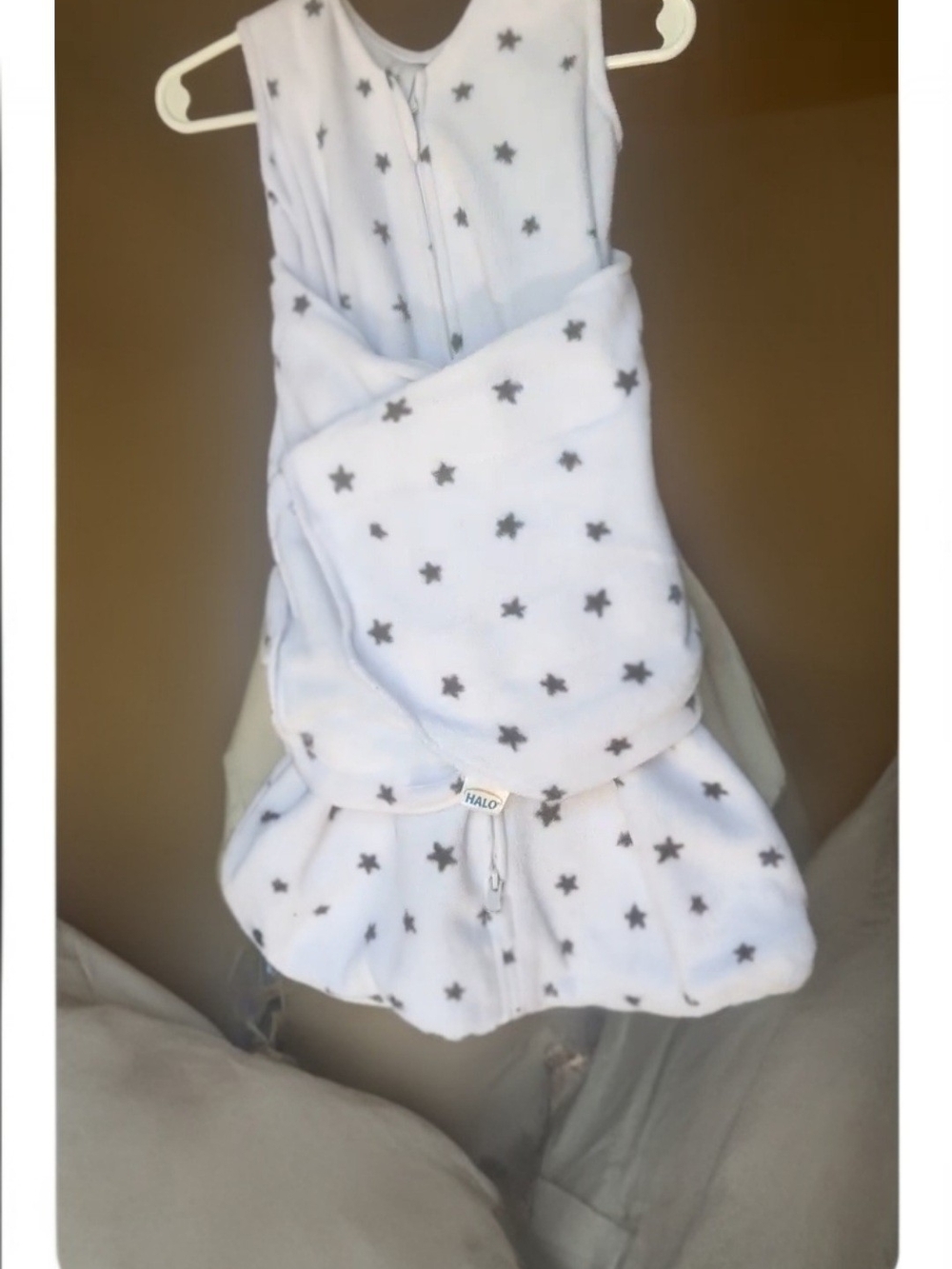 Halo White Sleeveless Star-Print Sleep Sack Swaddle Newborn